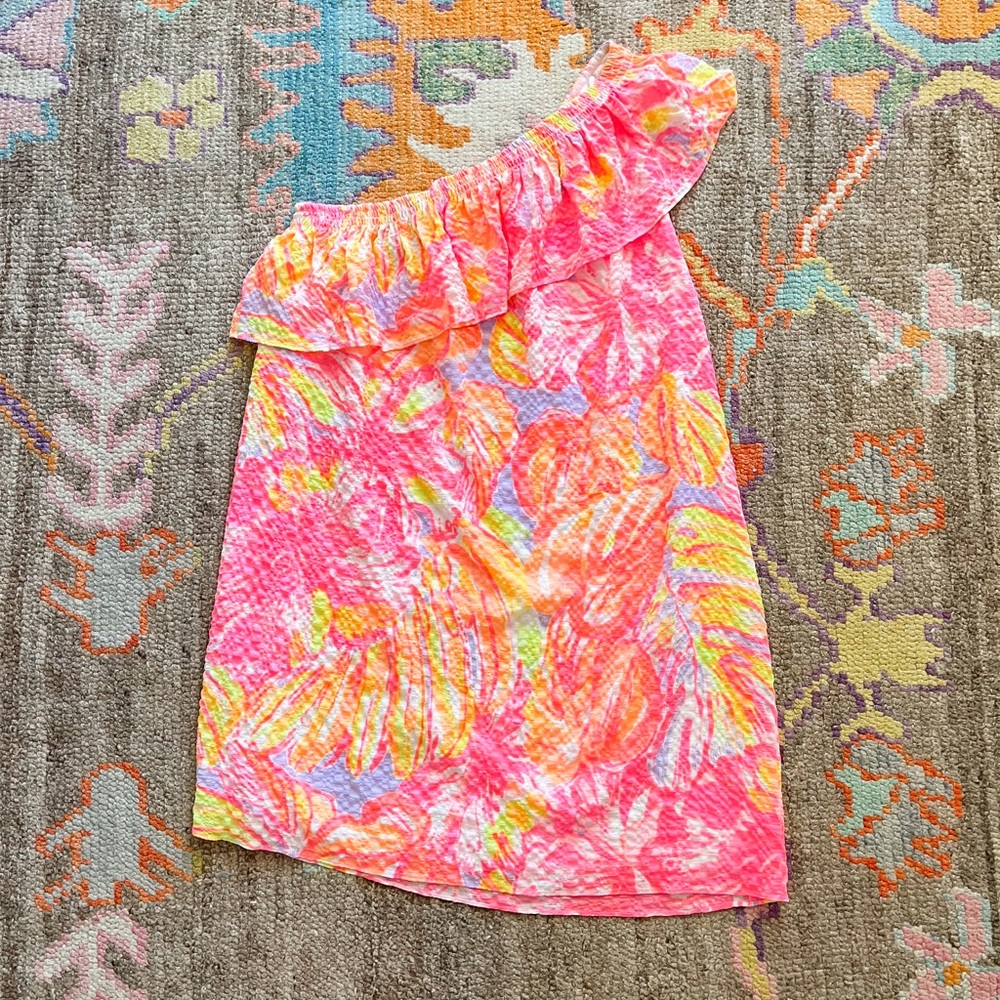 Lilly Pulitzer Emmeline one shoulder dress in Sun Splashed worn 1x excellent